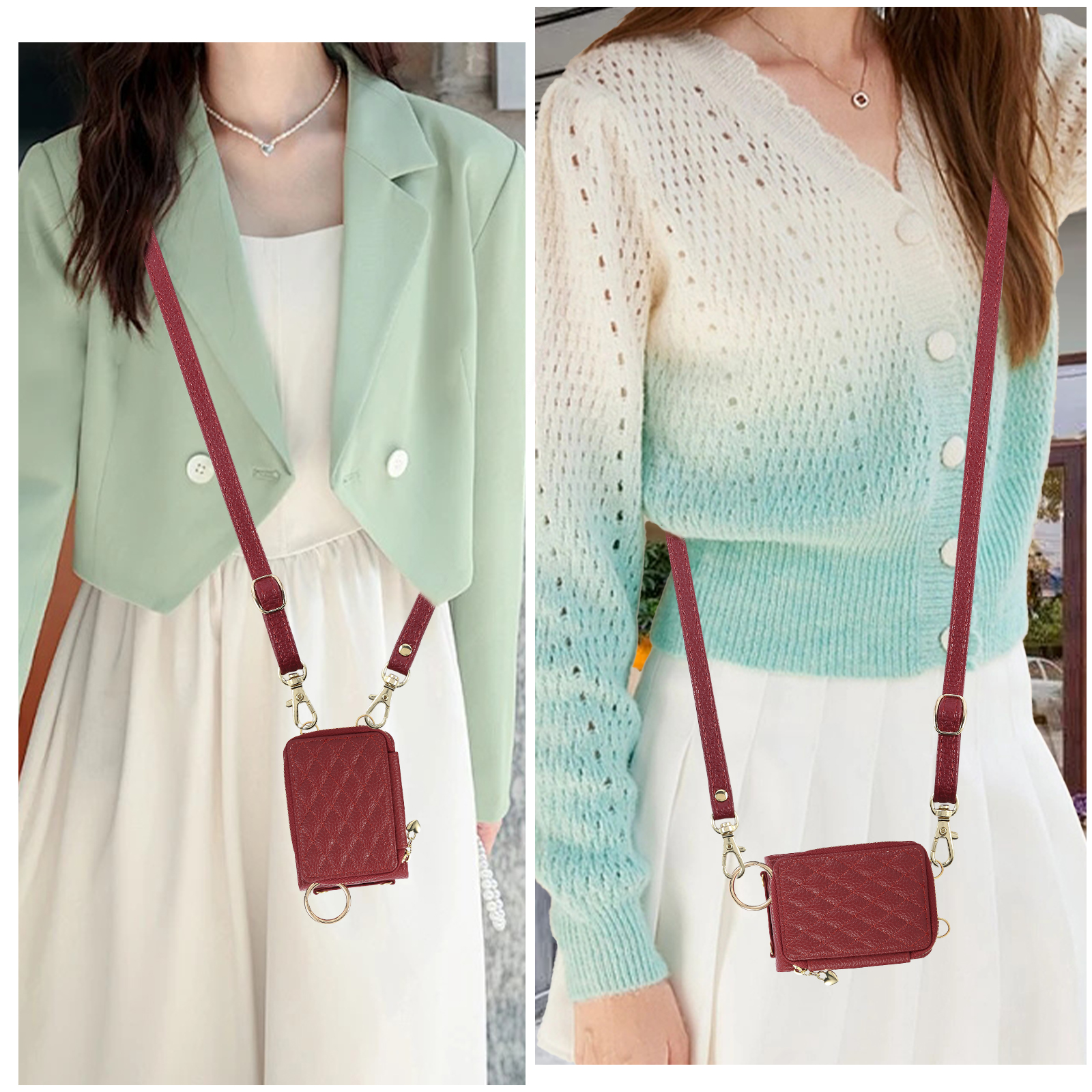 Crossbody Zipper Cards Solt Wa - Leather Card Wallet 리뷰 및 가격