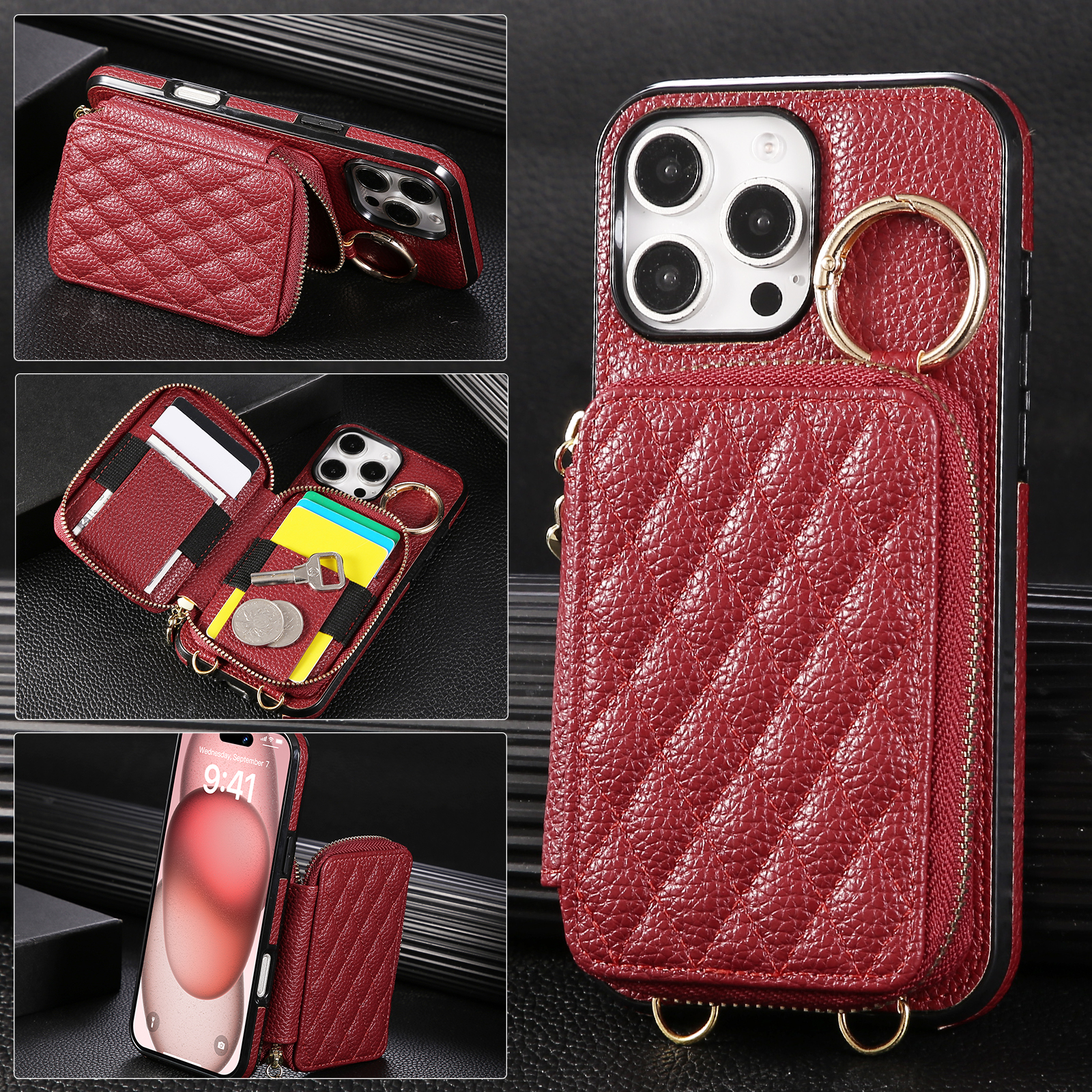 Crossbody Zipper Card Bag Wall - Leather Card Wallet 리뷰 및 가격